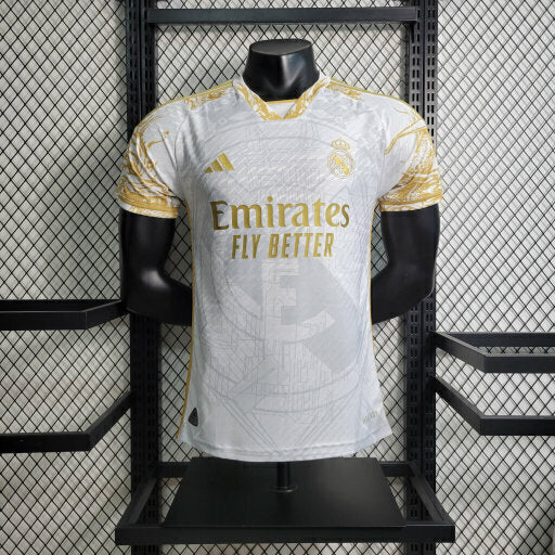 CAMISOLA REAL MADRID EDIÇÃO ESPECIAL LIMITADA DORADA 24/25 homem (VERSÃO JOGADOR)