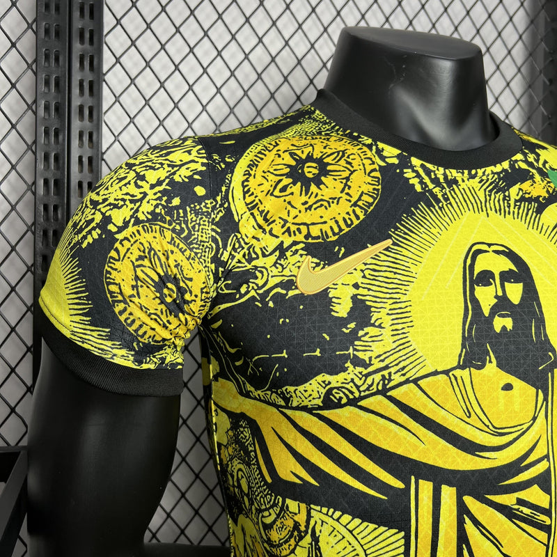 CAMISOLA BRASIL ESPECIAL EDITION JESUS CRISTO REDENTOR 2024 homem (VERSÃO JOGADOR) - AMARELO