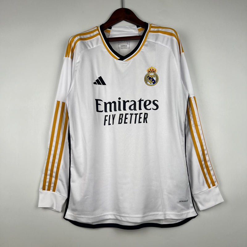 CAMISOLA REAL MADRID I 23/24 homem (MANGA LONGA)