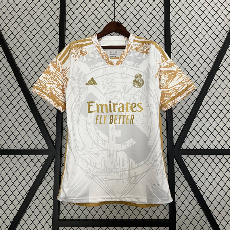 CAMISOLA REAL MADRID EDIÇÃO ESPECIAL LIMITADA DORADA 24/25 homem